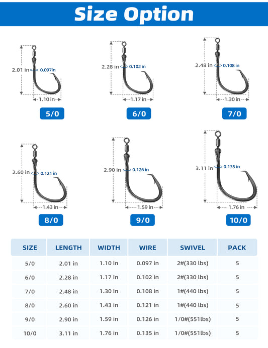 BLUE WING BLUEFIN BIG GAME OFFSET CIRCLE SWIVEL HOOK