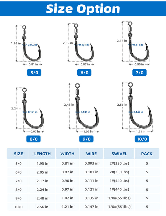 BLUE WING MONSTER BIG GAME LIVE BAIT SWIVEL HOOK