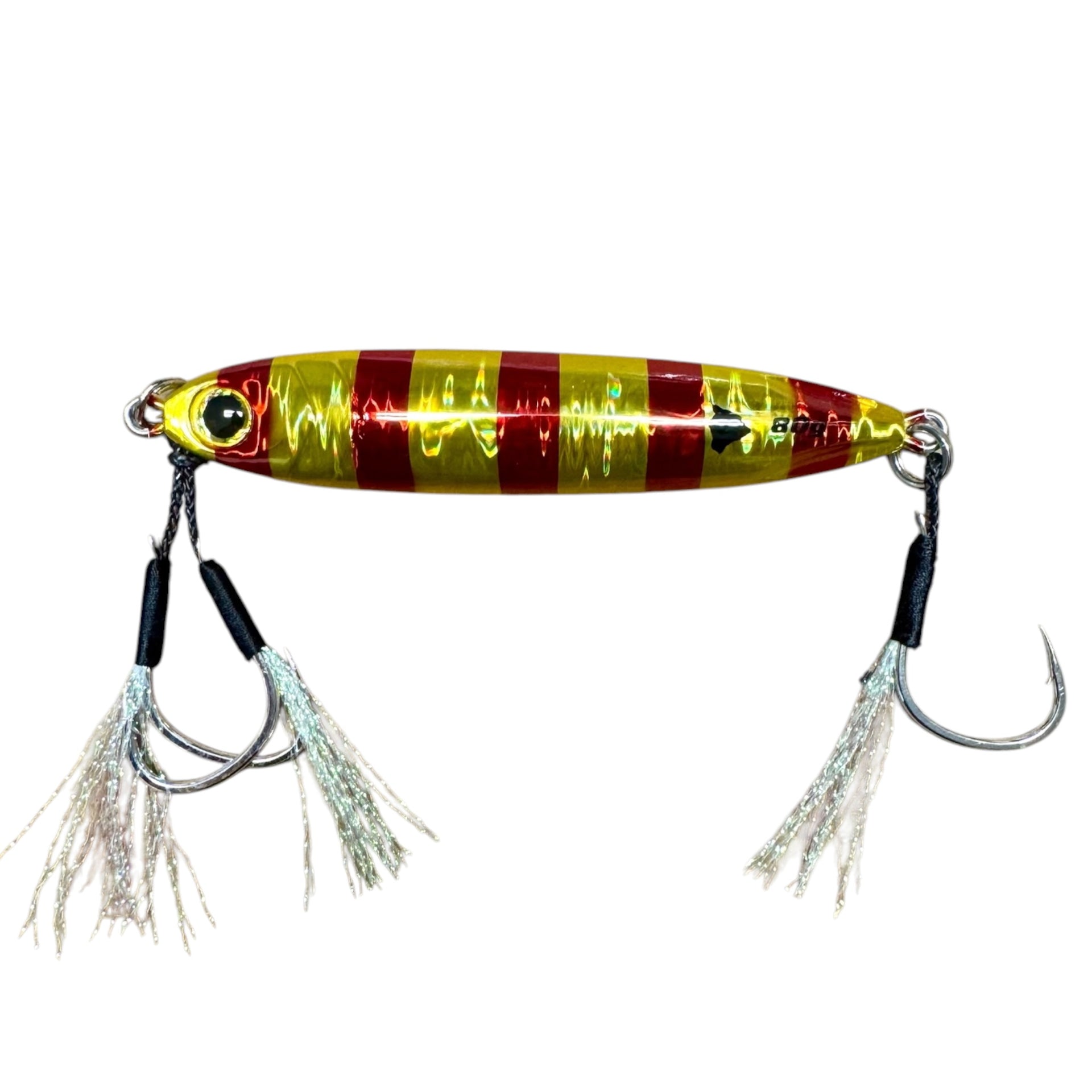 big island fishing lures BAIT JIG 80 GRAMS With the suspending (2 Color:white tiger 8 Hook Rig Yahoo!オークション アルトモア ダイワ Alltmor