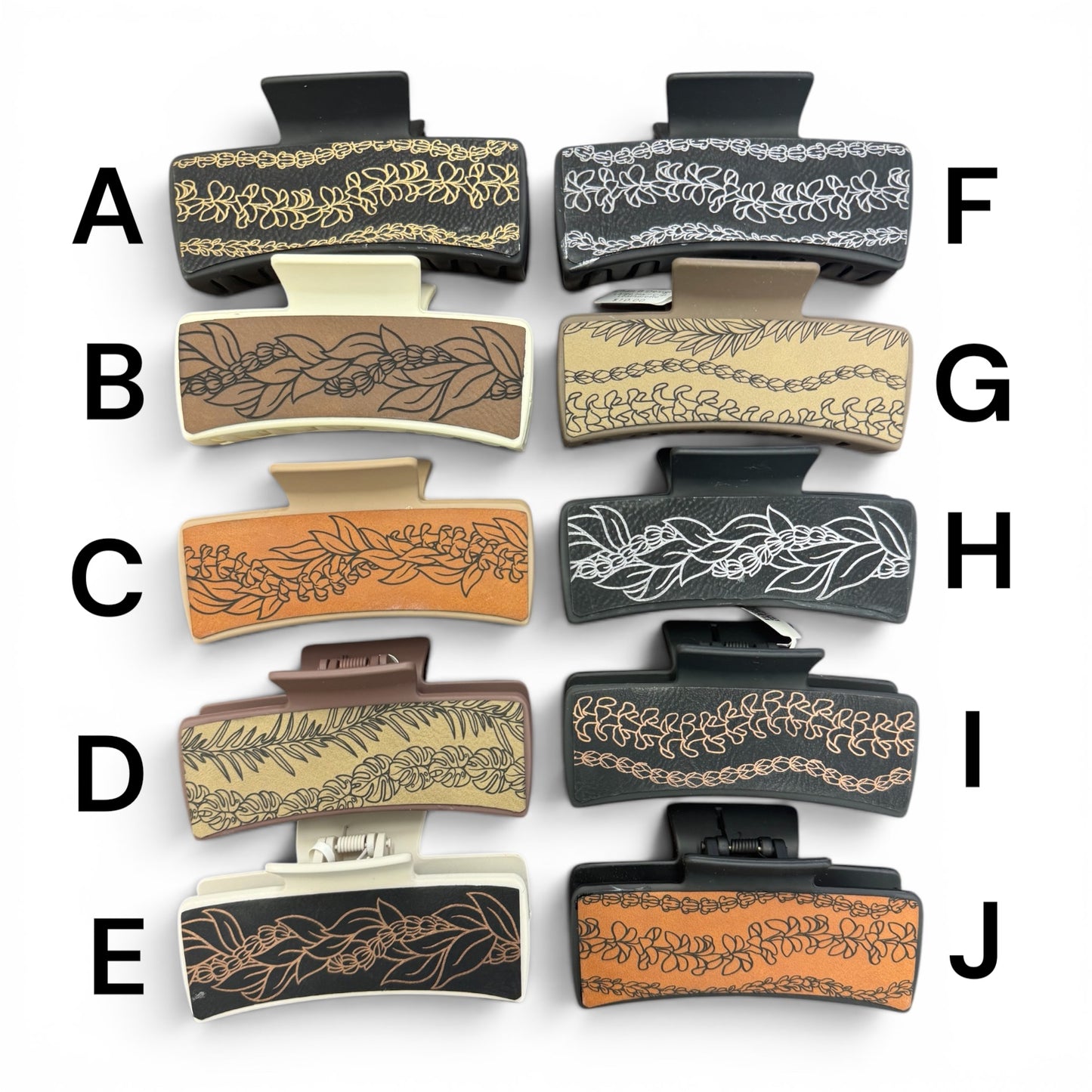 HAIR CLIP HAWAIIN PRINT 4" LARGE LETTERS